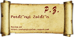 Petényi Zalán névjegykártya